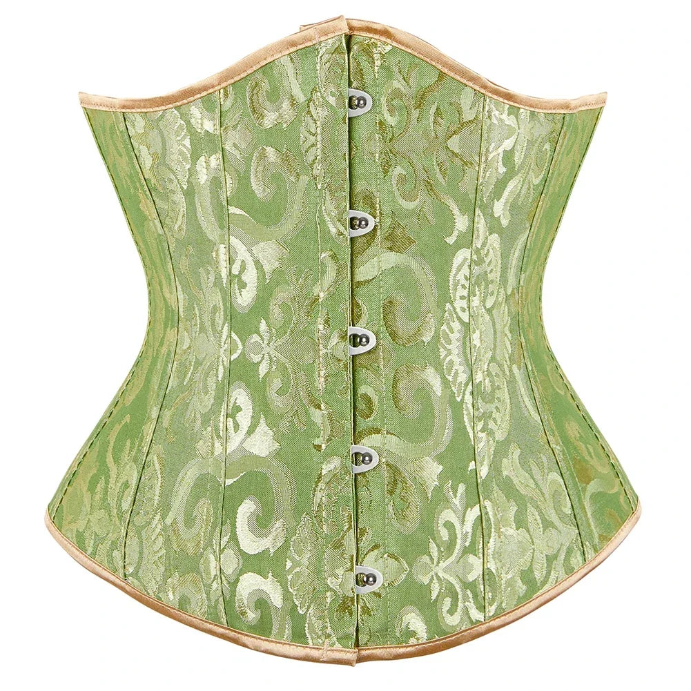 Vintage Jacquard Underbust Corset with Structured Boning and Waist-Defining Fit