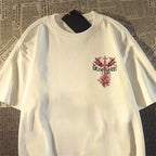 Oversized Gothic Cross Graphic Streetwear T-Shirt with Distressed Artwork Print