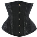 Black Underbust Corset Waist Cincher with Textured Floral Side Panels