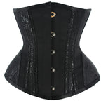 Black Underbust Corset Waist Cincher with Textured Floral Side Panels