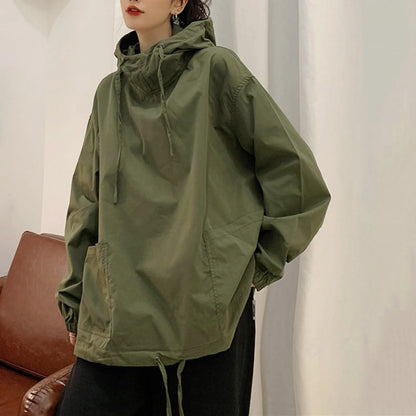 Women's Oversized Hooded Sweatshirt with Zip Detail for Relaxed Modern Streetwear Fashion