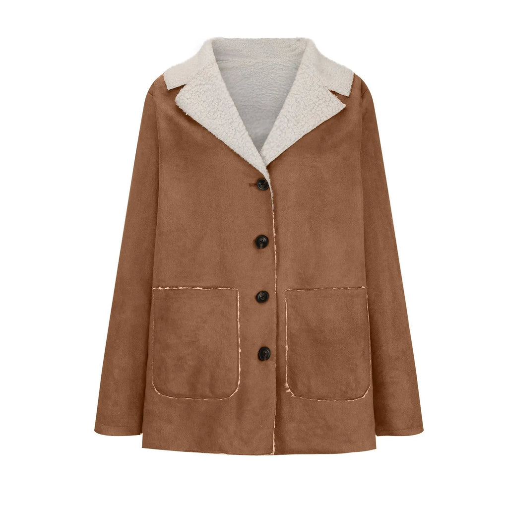Women's Faux Suede Fleece Lined Hooded Jacket Relaxed Winter Streetwear Outerwear Coat