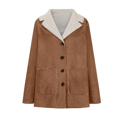 Women's Faux Suede Fleece Lined Hooded Jacket Relaxed Winter Streetwear Outerwear Coat