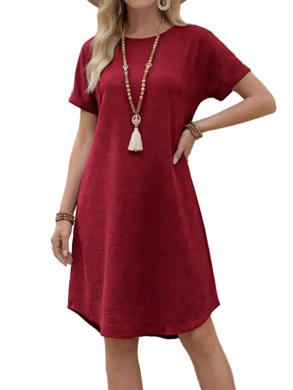 Relaxed Short Sleeve A-Line Mini Dress for Effortless Everyday Styling