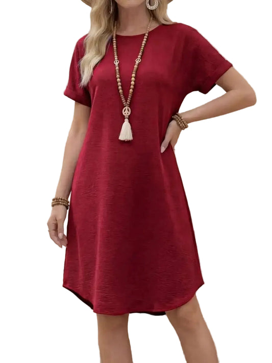 Relaxed Short Sleeve A-Line Mini Dress for Effortless Everyday Styling