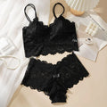 Botanical Embroidered Lace Racerback Bralette and Scalloped Lace Boyshort Set