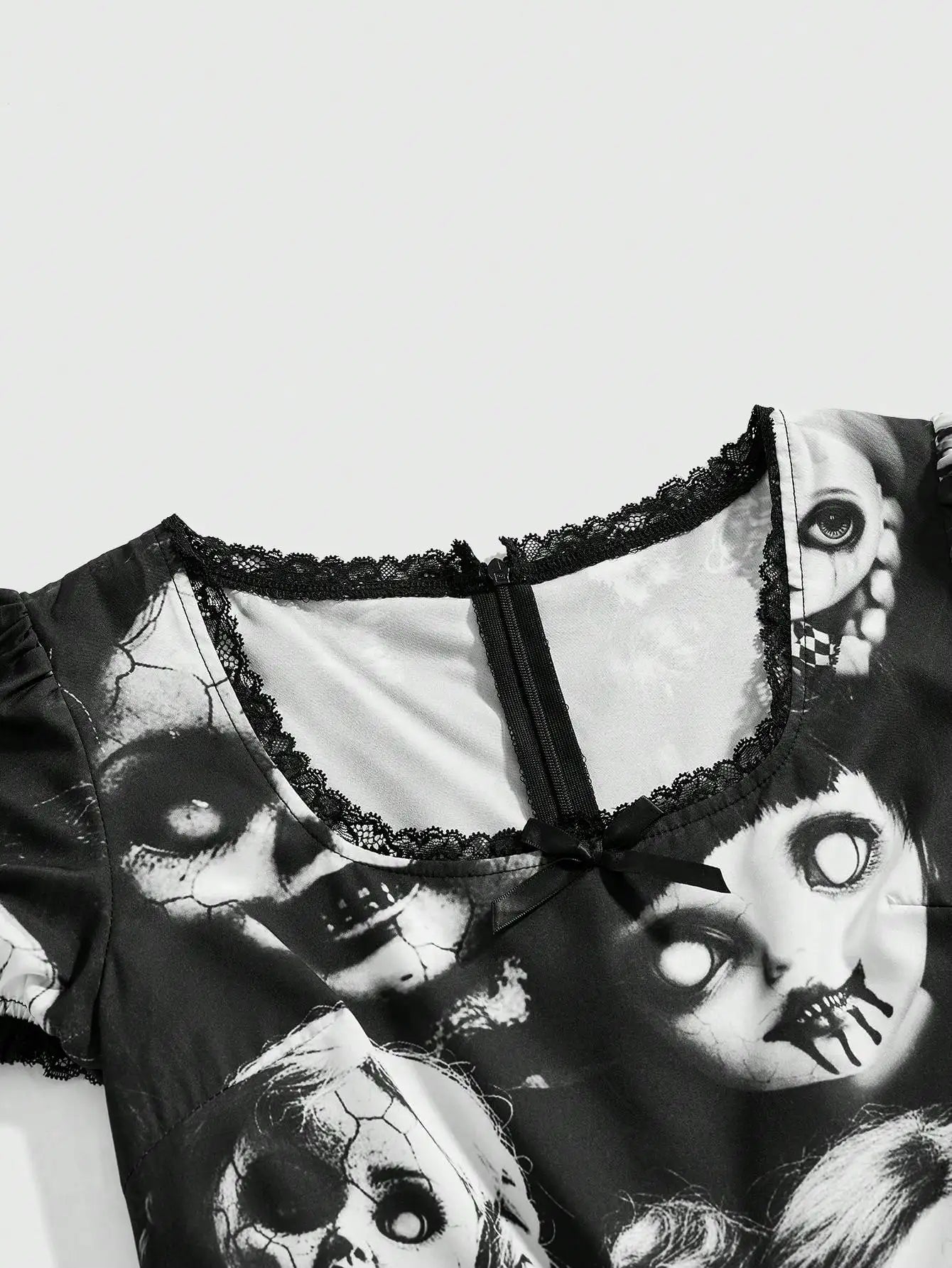 Dark Graphic Print Gothic Mini Dress with Alternative Streetwear Style