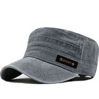 Classic Cotton Military Style Flat Top Cap for Casual Travel and Everyday Outdoor Wear