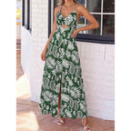 Floral Print Maxi Dress with Smocked Bodice and Open Back Detail