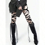 Distressed Cutout Fishnet Tights Gothic Punk Alternative Fashion Statement Hosiery