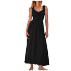 Sleeveless Lace Up Maxi Dress with Relaxed A-Line Boho Silhouette