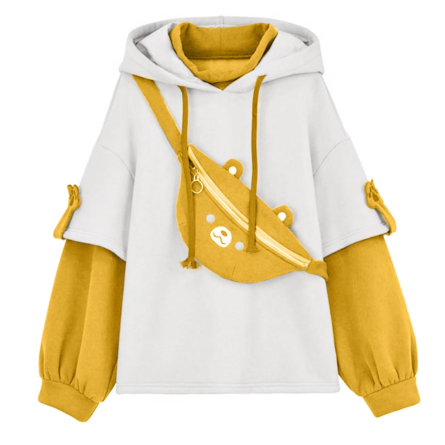 Women's Oversized Color Block Hooded Sweatshirt Relaxed Casual Streetwear Pullover Hoodie