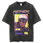 Cyberpunk Anime-Inspired Titan Streetwear Oversized Washed Cotton Graphic T-Shirt