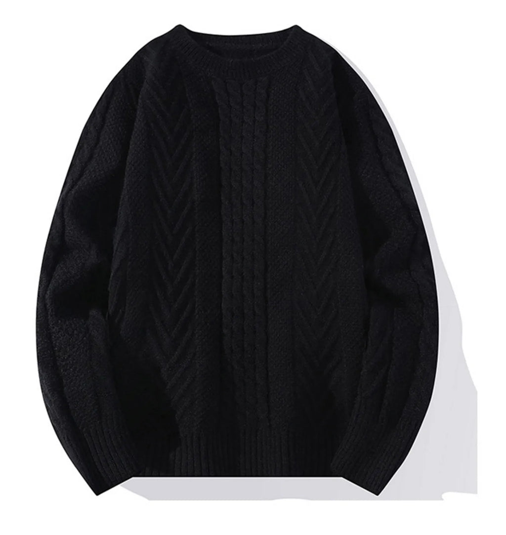 Men's Cable Knit Crew Neck Relaxed Fit Contemporary Sweater Pullover
