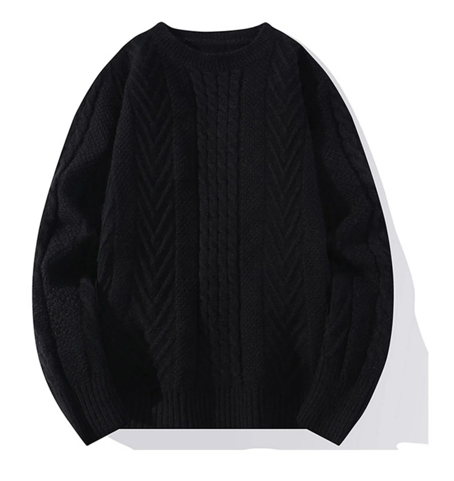 Men's Cable Knit Crew Neck Relaxed Fit Contemporary Sweater Pullover