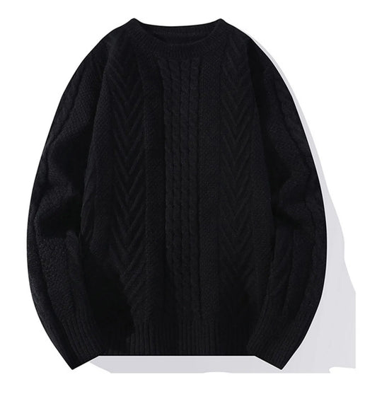 Men's Cable Knit Crew Neck Relaxed Fit Contemporary Sweater Pullover