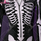 Women's Contemporary Graphic Print Hooded Bodysuit With Detachable Wings And Matching Layered Hosiery