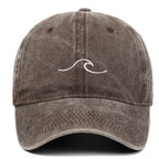Vintage Washed Curved Brim Baseball Cap with Minimal Wave Embroidery for Casual Streetwear Style