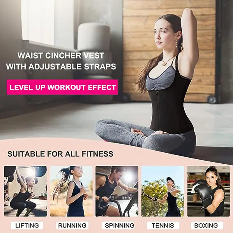 Zip-Front Neoprene Workout Tank and Waist Cincher