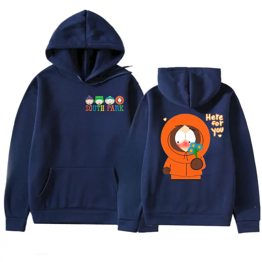 Cartoon Graphic Hoodie with Relaxed Streetwear Fit and Large Back Artwork