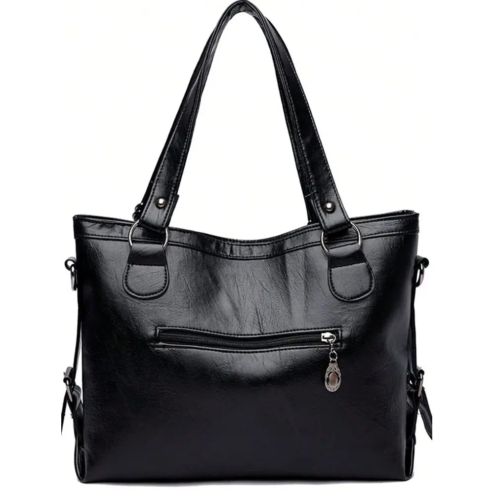 Soft Structured Everyday Tote Shoulder Bag with Double Handle Design