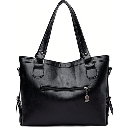 Soft Structured Everyday Tote Shoulder Bag with Double Handle Design