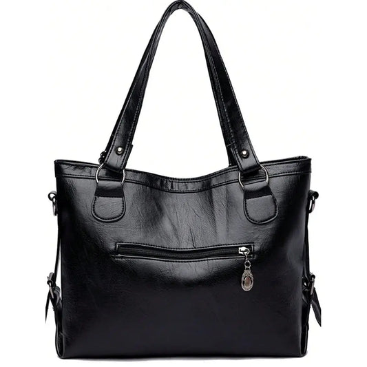 Soft Structured Everyday Tote Shoulder Bag with Double Handle Design