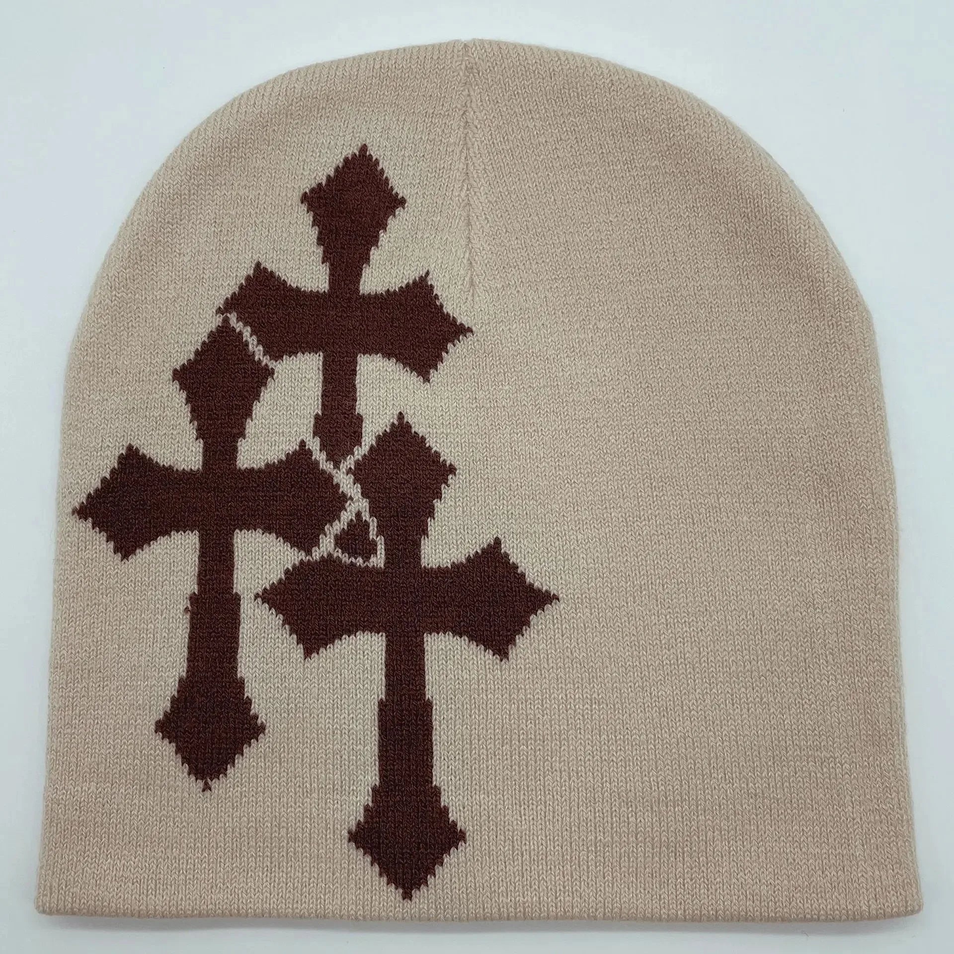 Abstract Graphic Polyester Knit Beanie for Modern Streetwear Casual Winter Everyday Fashion Style