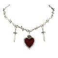 Vintage Gothic Heart Sword Pendant Choker Necklace with Alternative Charm Details