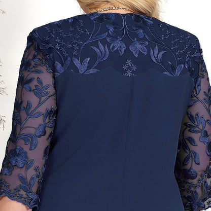 Lace Sleeve Layered Hem Feminine Alternative Fashion Midi Dress