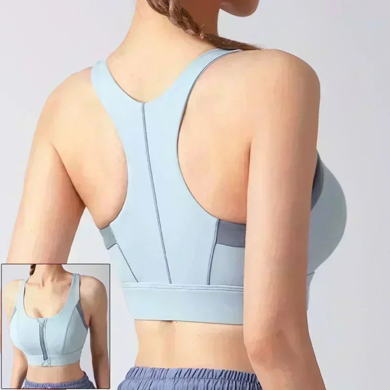 Structured Front-Zip High-Impact Sports Bra with Racerback Support