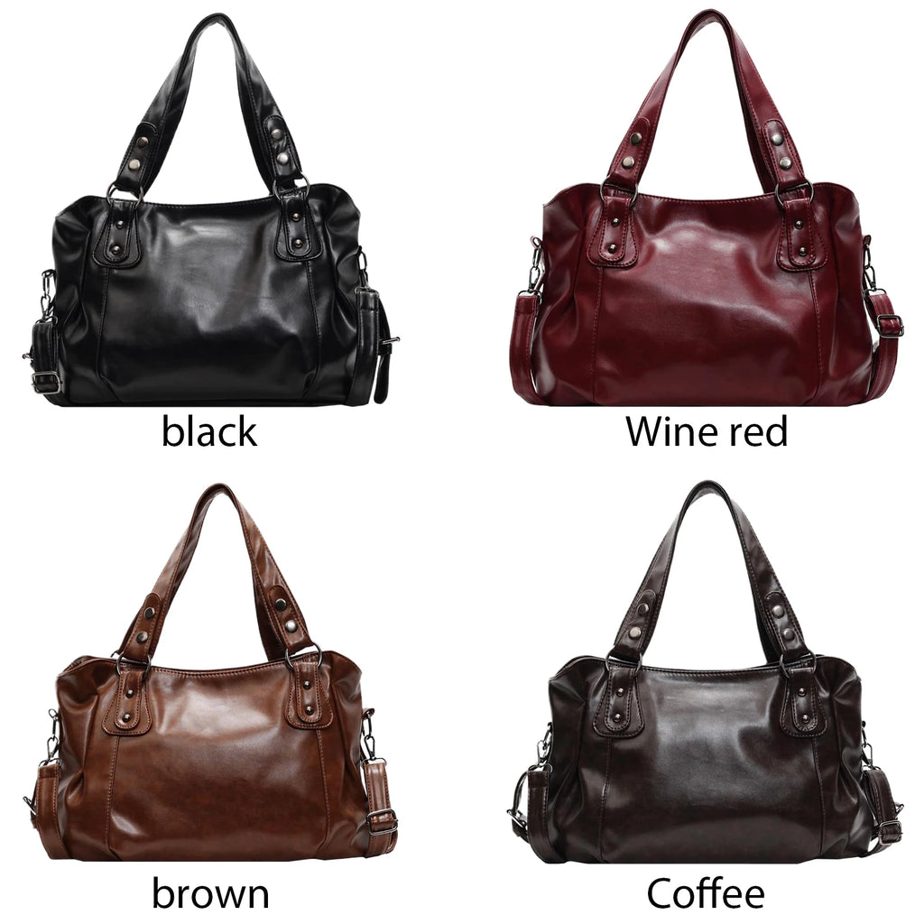 Large Capacity PU Leather Hobo Tote Bag with Soft Shoulder Design