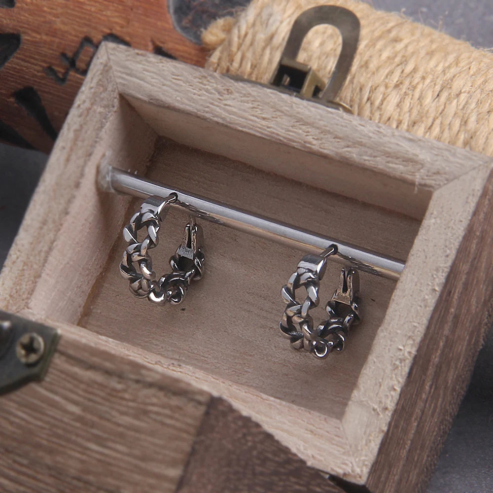 Gothic Knot Hoop Earrings with Alternative Punk Statement Charm Details