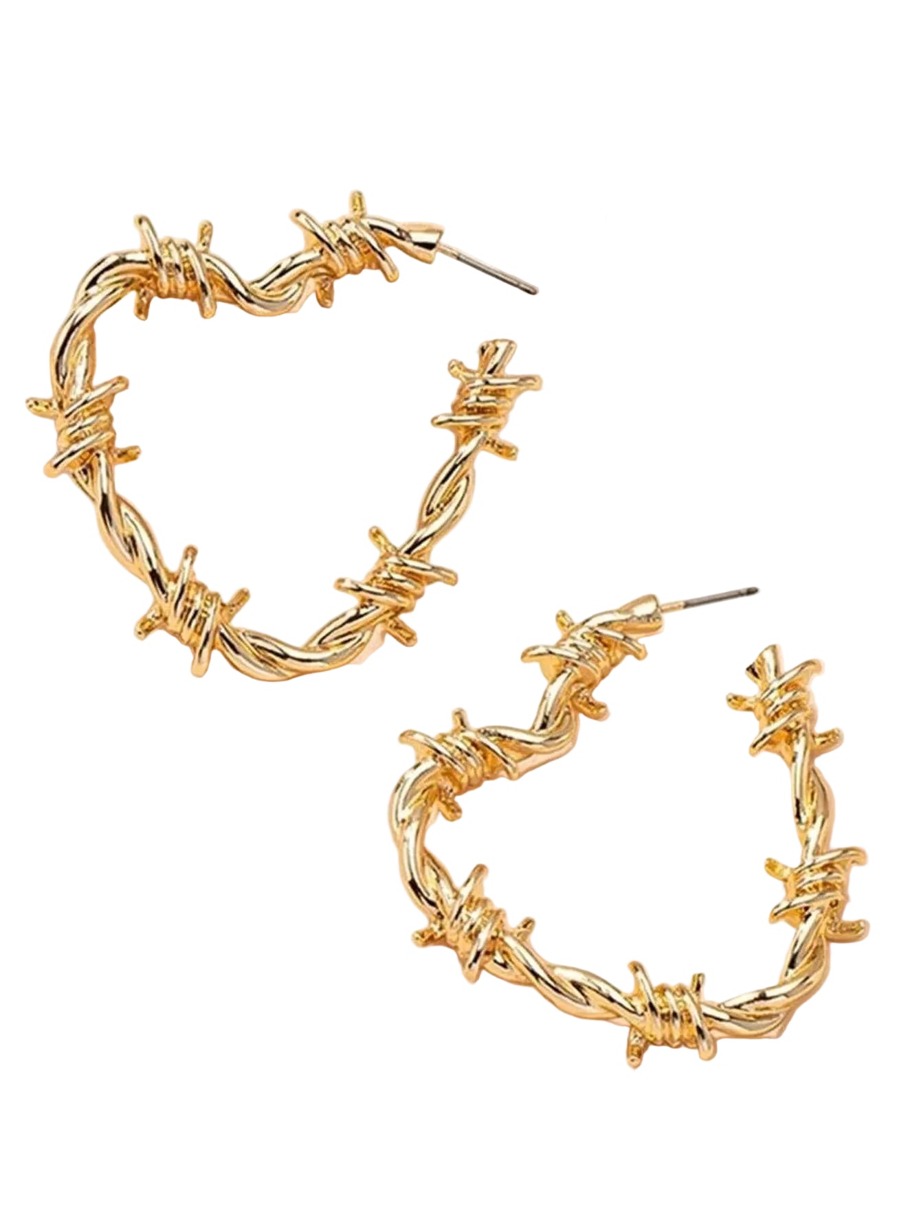 Barbed Wire Heart Hoop Earrings for Gothic Punk Alternative Fashion