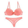 Refreshing Mint Green Push-Up Bra and Lace Trim Thong Set