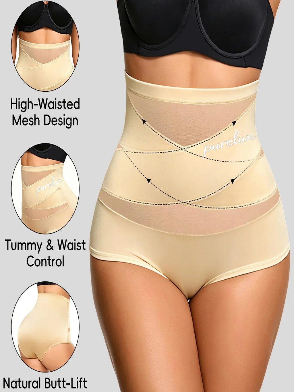 8-Piece Women’s High-Waisted Seamless Briefs Set with Smooth Stretch Silhouette, Wide Waistband and Assorted Solid Colors