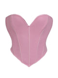 Minimalist Black Strapless Sweetheart Corset with Plunging Neckline