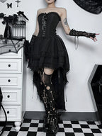 Layered Gothic Corset Dress with Dark Kawaii Alternative Fashion Aesthetic