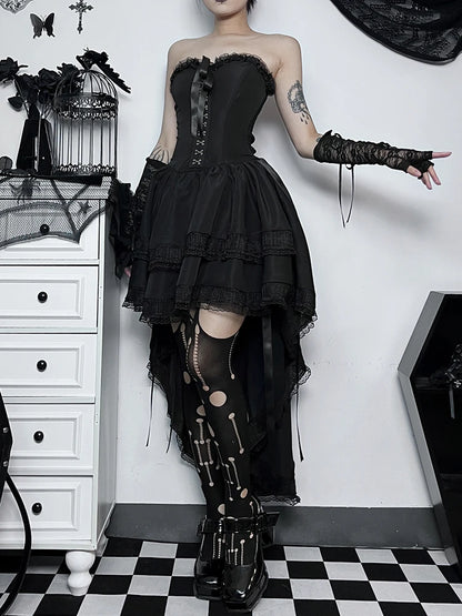 Layered Gothic Corset Dress with Dark Kawaii Alternative Fashion Aesthetic
