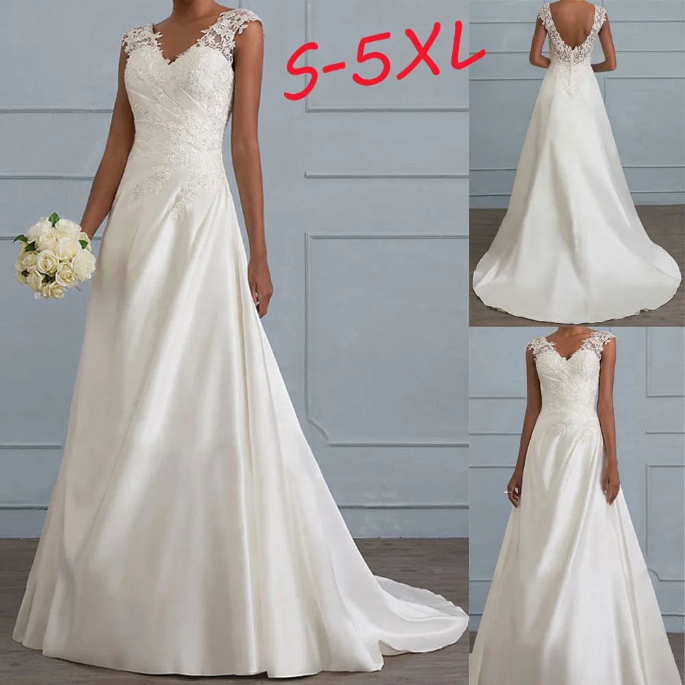 Elegant Sleeveless A-Line Maxi Dress with Lace Detail and V Neck