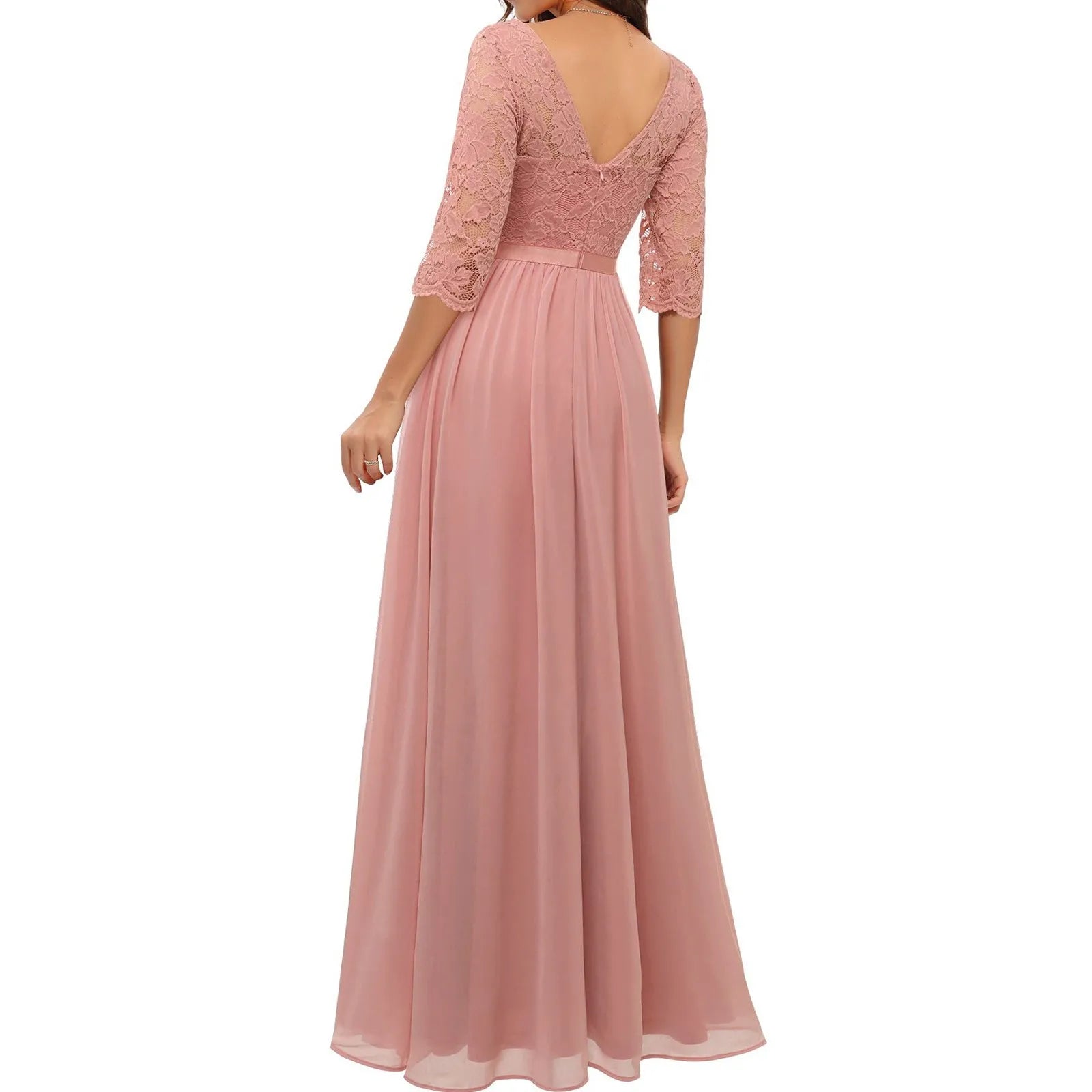 Flowing Long Sleeve Maxi Dress With Defined Waist Silhouette