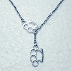 Neo Gothic Lariat Necklace with Edgy Pendant Alternative Statement Design