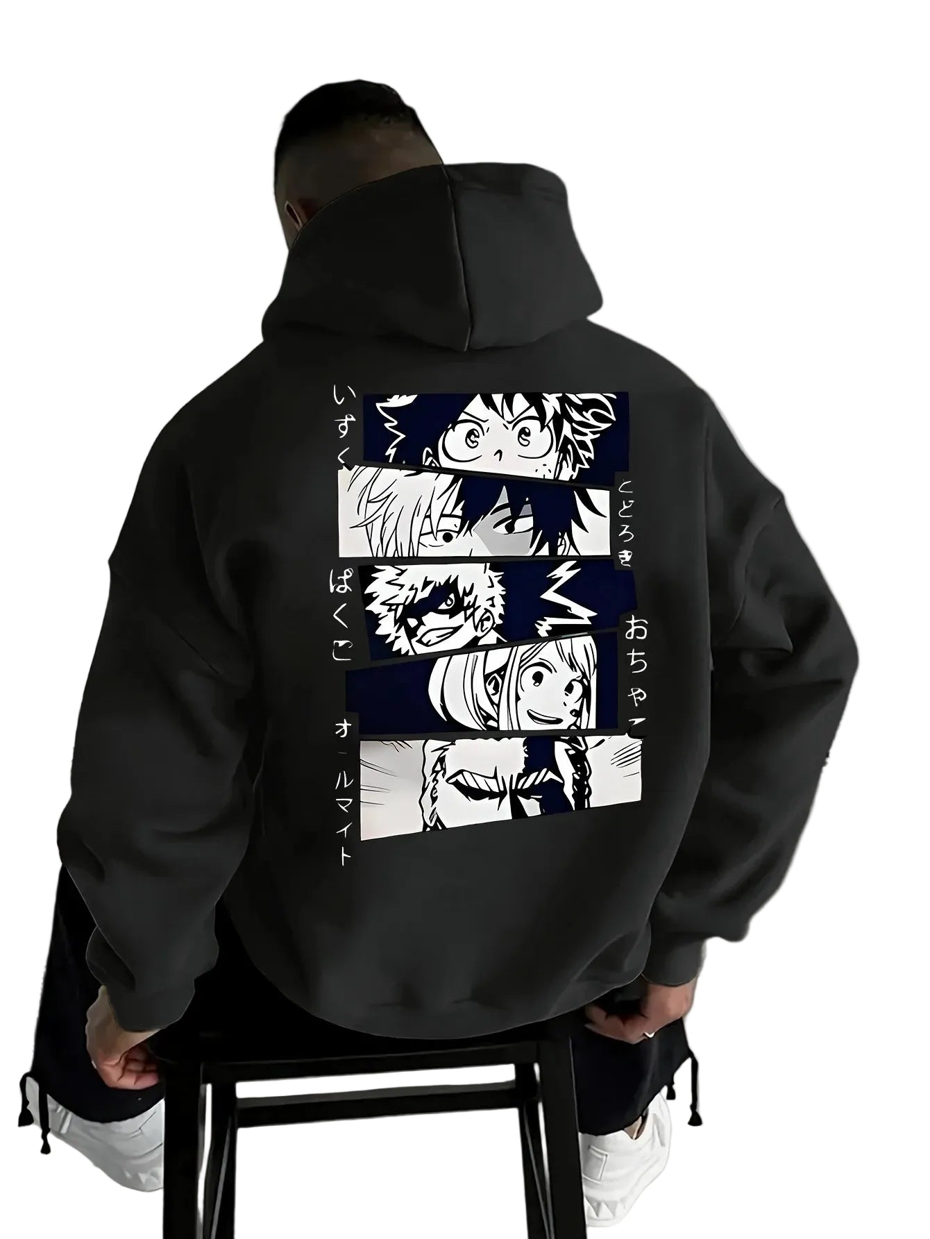 Anime Manga Panel Hoodie with Retro Japanese Streetwear Design