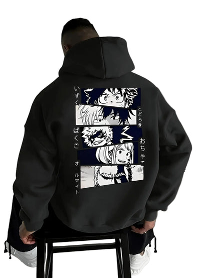 Anime Manga Panel Hoodie with Retro Japanese Streetwear Design