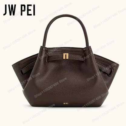Minimalist Split Leather Hobo Tote Bag with Top Handle Everyday Work Design