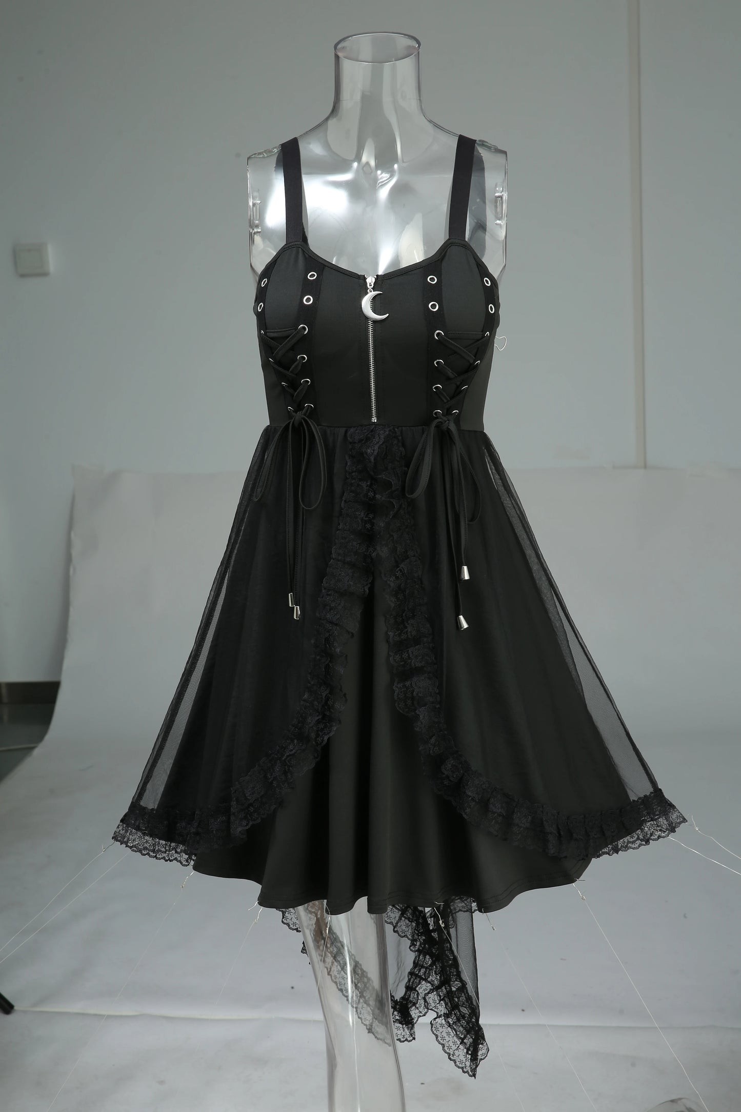 Dark Coquette Corset Mini Dress with Alternative Gothic Streetwear Style