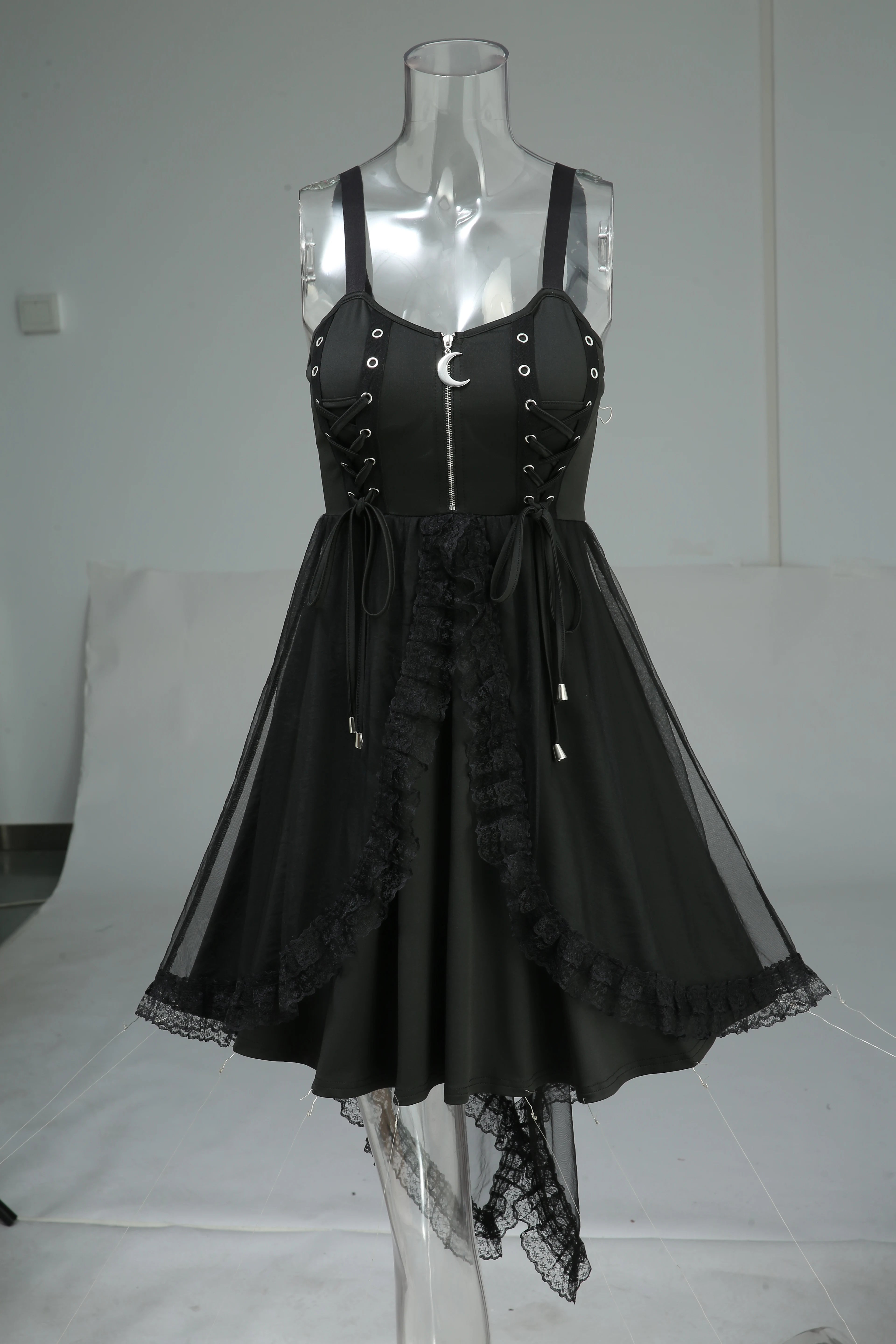 Dark Coquette Corset Mini Dress with Alternative Gothic Streetwear Style