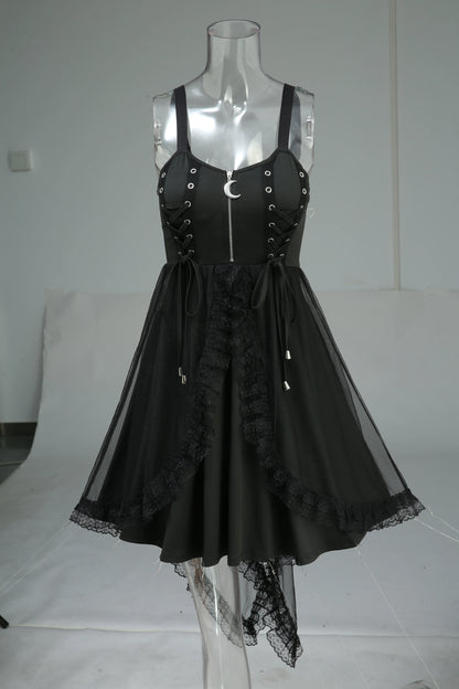 Dark Coquette Corset Mini Dress with Alternative Gothic Streetwear Style