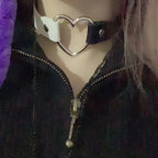 Dark Heart Charm Collar Choker Necklace for Gothic and Alternative Fashion
