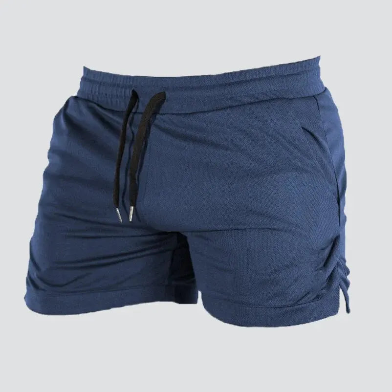 Men's Mid-Rise Elastic Waist Performance Gym Shorts with Regular Fit Casual Activewear Design
